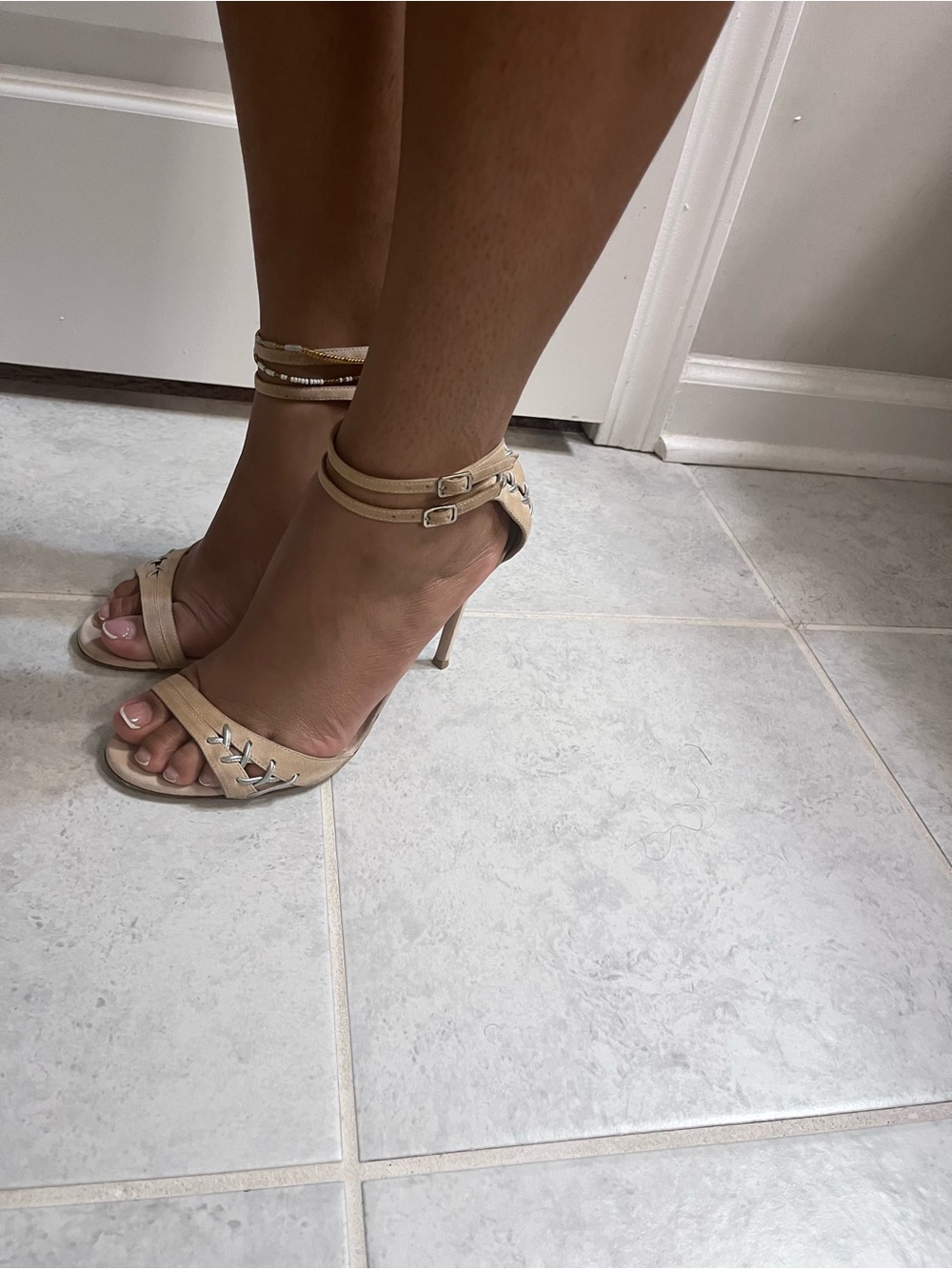 Gianvito Rossi Nude Beige Ankle-Strap Monetcarlo Sandals